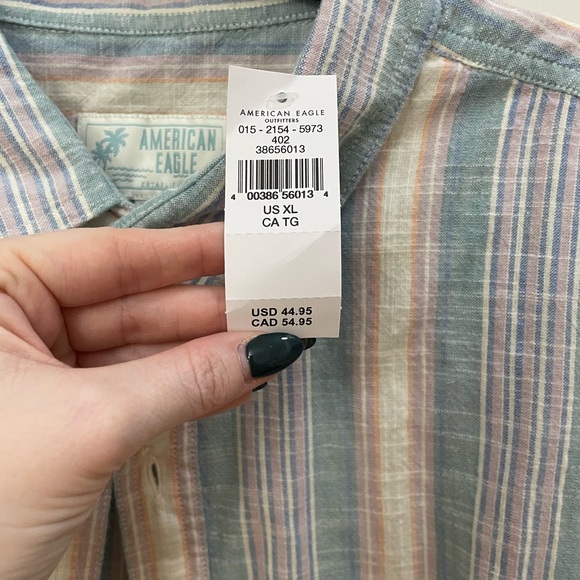NWT Men’s American Eagle Outfitters Multicolor Striped Shirt - Picture 5 of 7